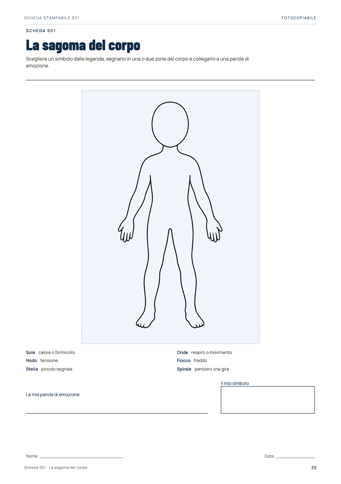 Scheda fotocopiabile S01: La sagoma del corpo